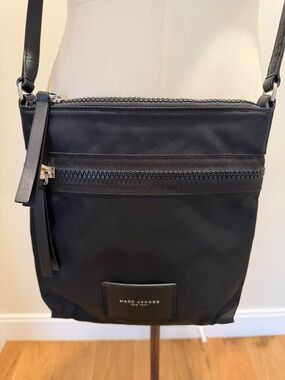 Marc Jacobs Black Nylon Crossbody Bag with Leather Trim